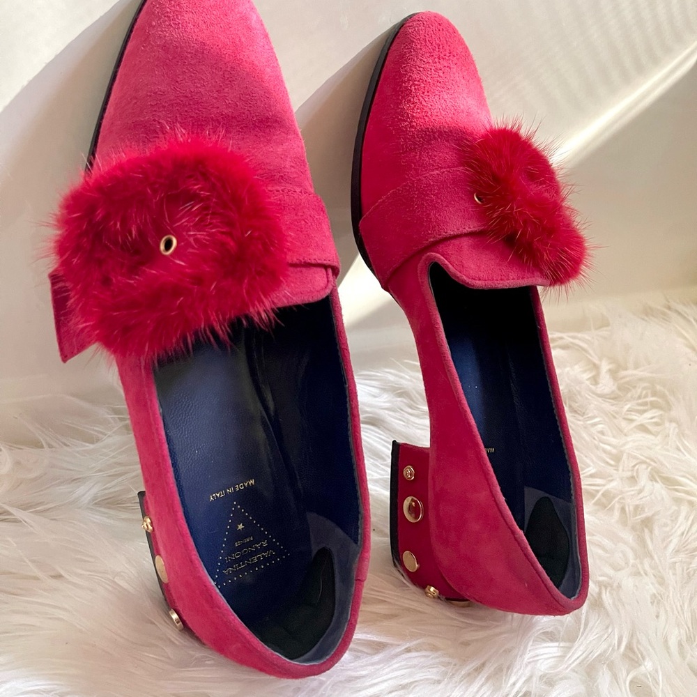 Vintage Valentina Rangoni Red Suede Loafers - Picture 9 of 9
